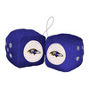Baltimore Ravens Team Color Fuzzy Dice D√©cor 3" Set Raven Head Primary Logo