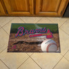 Atlanta Braves Rubber Scraper Door Mat Braves with Tomahawk Primary Logo