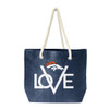 Denver Broncos Love Tote Bag NFL Fan Tote Travel Shopping Bag