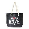 Kansas City Chiefs Love Tote Bag NFL Fan Tote Travel Shopping Bag