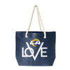 Los Angeles Rams Love Tote Bag NFL Fan Tote Travel Shopping Bag