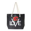 Calgary Flames Love Tote Bag NHL Fan Tote Travel Shopping Bag
