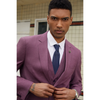 Stacy Adams Solid Double Layer Vested 3pc Mens Suit - Purple