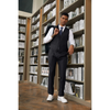 Stacy Adams Solid Double Layer Vested 3pc Mens Suit - Black