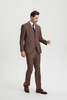 Stacy Adams 3-Piece Plaid Suit Hybrid Fit - Brown (SM159H1)