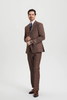 Stacy Adams 3-Piece Plaid Suit Hybrid Fit - Brown (SM159H1)