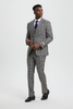 Stacy Adams 3-Piece Plaid Suit Hybrid Fit - Grey (SM162H1)