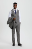 Stacy Adams 3-Piece Plaid Suit Hybrid Fit - Grey (SM162H1)