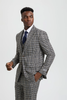 Stacy Adams 3-Piece Plaid Suit Hybrid Fit - Grey (SM162H1)