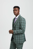 Stacy Adams 3-Piece Plaid Suit Notch Lapel - Green (SM166H1)