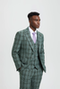 Stacy Adams 3-Piece Plaid Suit Notch Lapel - Green (SM166H1)