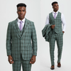 Stacy Adams 3-Piece Plaid Suit Notch Lapel - Green (SM166H1)