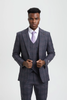 Stacy Adams 3-Piece Plaid Suit Double Breast Vest - Gray (SM170H1)