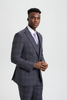 Stacy Adams 3-Piece Plaid Suit Double Breast Vest - Gray (SM170H1)