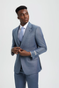Stacy Adams 3-Piece Sharkskin Suit 2 Button - Ocean Blue (SM324H1)
