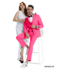 Light Weight Men's Linen Skinny Fit 3-Piece Suit - Fuchsia