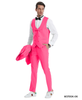 Light Weight Men's Linen Skinny Fit 3-Piece Suit - Fuchsia