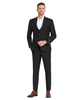 Men's 3-Piece Plaid Suit with Diagonal Vest - Black