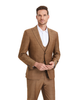 Men's 3-Piece Plaid Suit with Diagonal Vest - Walnut
