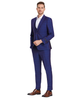 Men's 3-Piece Plaid Suit with Diagonal Vest - Admiral Blue