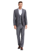 Men's 3-Piece Plaid Suit with Diagonal Vest - Gunmetal