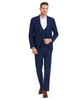 Men's 3-Piece Windowpane Peak Lapel Suit - Blue