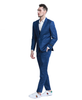Men's 3-Piece Double Breasted Vest Plaid Suit - Blue