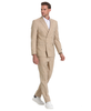 Men's 2 Piece Textured Fabric Double Breast Fashion Suit - Khaki