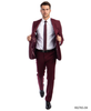 Mens 2-Piece Slim Fit Coat & Trousers Suit - Burgundy