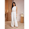 Women's Solid Color Sleeveless Embroidered Top Pants Set