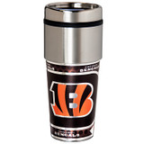 Cincinnati Bengals 16  oz. Stainless Steel Travel Tumbler Metallic Graphics