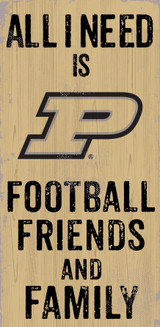 Purdue Boilermakers Sign Wood 6x12 Football Friends and Family Design Color