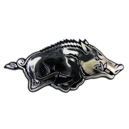 University of Arkansas - Arkansas Razorbacks Molded Chrome Emblem Razorback Primary Logo Chrome
