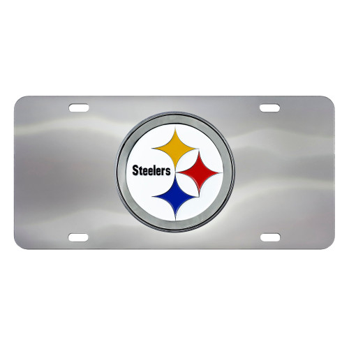 Pittsburgh Steelers Diecast License Plate Steeler Primary Logo Stainless Steel