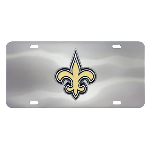 New Orleans Saints Diecast License Plate Fleur-de-lis Primary Logo Stainless Steel
