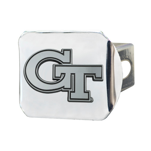 Georgia Tech Hitch Cover - Chrome on Chrome 3.4"x4"