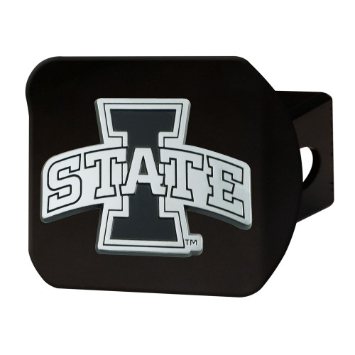 Iowa State University Hitch Cover - Chrome on Black 3.4"x4"