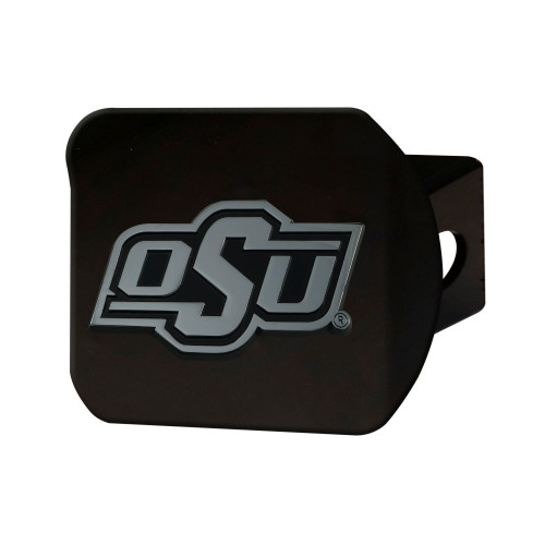 Oklahoma State University Hitch Cover - Chrome on Black 3.4"x4"