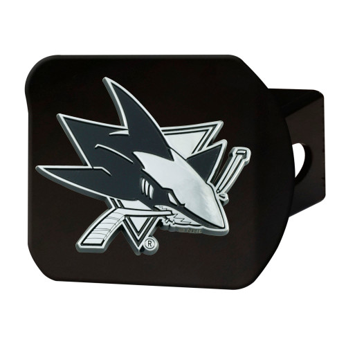 NHL - San Jose Sharks Hitch Cover - Chrome on Black 3.4"x4"