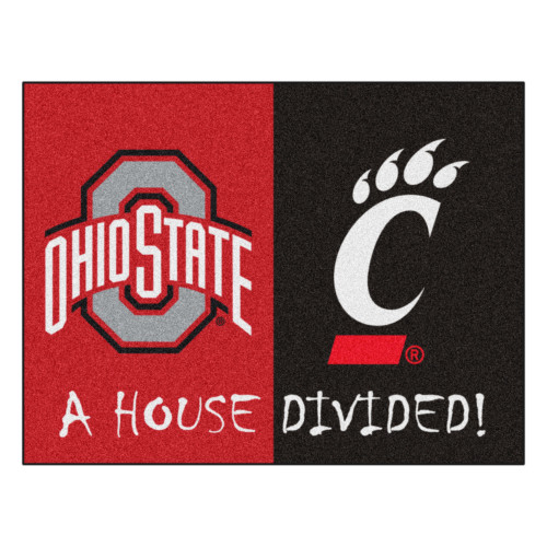 House Divided - Ohio State/Cincinnati House Divided Mat 33.75"x42.5"