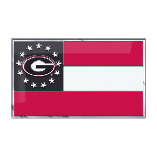 University of Georgia - Georgia Bulldogs Embossed State Flag Emblem Primary Team Logo on State Flag Design Red, Black