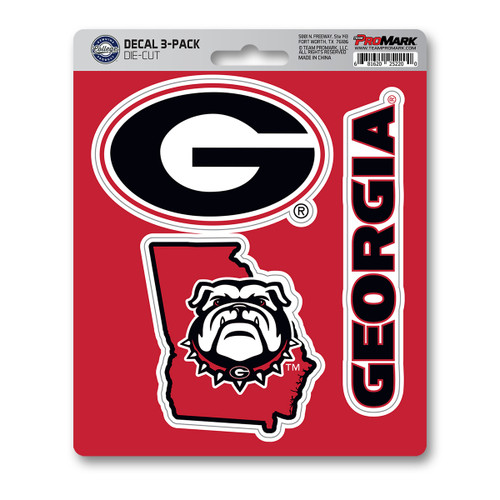 Georgia Bulldogs Decal 3-pk 3 Various Logos / Wordmark