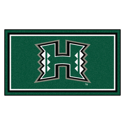 University of Hawaii - Hawaii Rainbows 3x5 Rug H Primary Logo Green