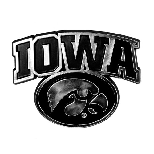 University of Iowa - Iowa Hawkeyes Molded Chrome Emblem Tigerhawk Primary Logo and Wordmark Chrome