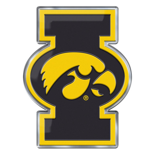 University of Iowa - Iowa Hawkeyes Embossed Color Emblem 2 "I & Hawkeye" Alternate Logo Gold & Black