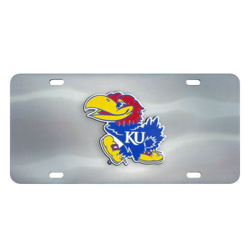 University of Kansas - Kansas Jayhawks Diecast License Plate Jayhawk Primary Logo Stainless Steel