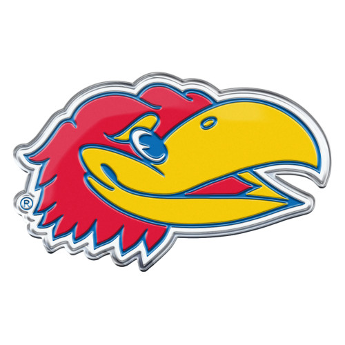 University of Kansas - Kansas Jayhawks Embossed Color Emblem 2 Jayhawk Primary Logo Red & Yellow