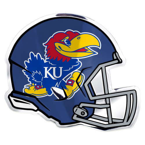 University of Kansas - Kansas Jayhawks Embossed Helmet Emblem Jayhawk Primary Logo Blue & Red