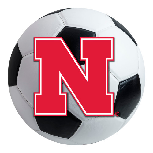 University of Nebraska - Nebraska Cornhuskers Soccer Ball Mat N Primary Logo White