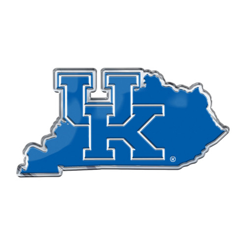 University of Kentucky - Kentucky Wildcats Embossed State Emblem "UK" Logo / Shape of Kentucky Blue